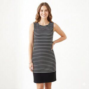 George Black and White Striped Midi Dress